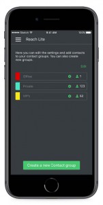 Coligo Reach geeft de overzichtspagina weer in contact modus
