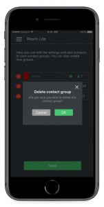 Coligo Reach geeft het dialoogvenster weer voor het bevestigen van verwijdering